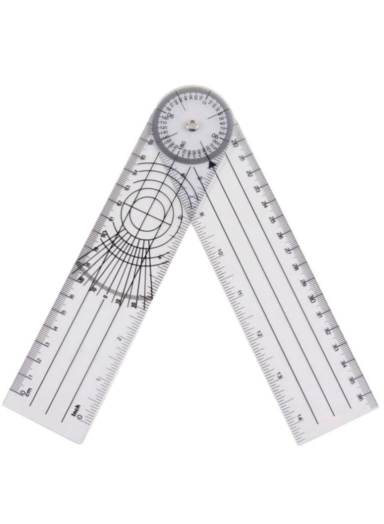 360 Degree Clear Plastic Goniometer 7 Inch Arms Folding Ruler - Image 4